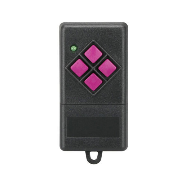 Dickert FHS10-02 Mini-Handsender 4-Kanal 40MHz FM, mit Batterie 23A, Gehäuse schwarzgrau, Tasten pink, LED grün