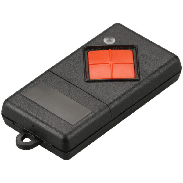 Dickert MAHS27-01 Mini-Handsender, 1-Kanal 27MHz AM, mit Batterie 23A, Linear-Code, Dip-Schalter, Gehäuse tiefschwarz, Tasten blutorange – Bild 2