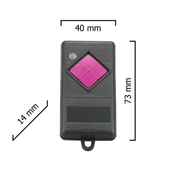Dickert MAHS433-01 Mini-Handsender 1-Kanal 433MHz AM, mit Batterie 23A Linear-Code, Dip-Schalter, Gehäuse schwarzgrau, Tasten verkehrspurpur – Bild 3