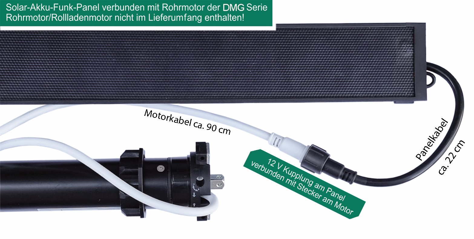 Solar-Akku-Funk-Panel 433MHz, Schutzart IP 55, zur Versorgung und Ansteuerung von 12V/DC Gleichstrom-Rohrmotoren der Serie DMG – Bild 3